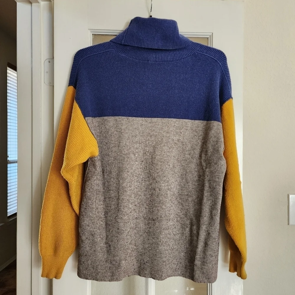 Free People Oversized Colorblock Turtleneck Sweater Small Flawed See Description